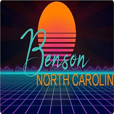 Benson North Carolina 2 X 1.25-Inch Vinyl Decal Stiker Retro Neon Design