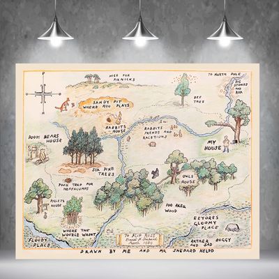 10x10ft Fabric Happy Birthday Bear Home Map Photography Backdrops for Kids 1st Birthday Background 100 Acre Woods Bear Backdrop