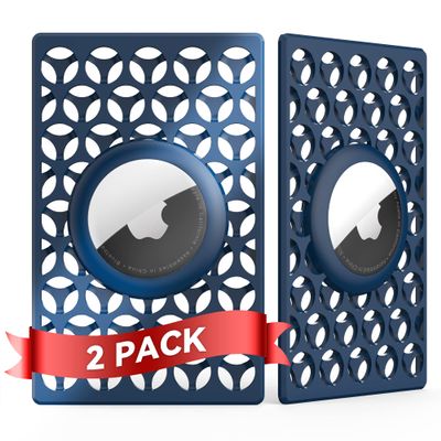 Apple Airtag Holder for Airtag Wallet Card Case 2 Packs,Ultra Slim Credit Card Size AirTags Case for Purse,Wallet,Handbag,Backpack (Blue)