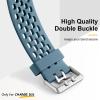 Maledan Compatible with Fitbit Charge 5/6 Bands, 3 Pack Sport Bands - Soft, Waterproof, Breathable Straps for Men & Women - Black/White/Steel Blue view 3