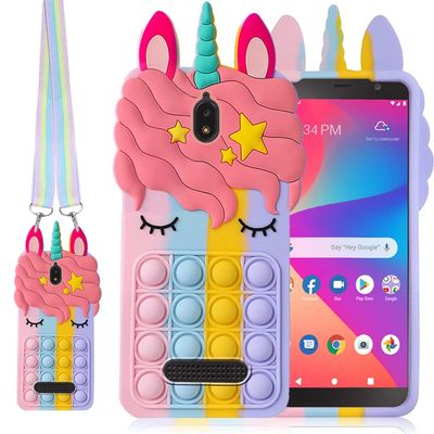 B-wishy for Blu View 2 with Strap,Slim Soft Protective Shockproof Phone Case for Adults Case-Rainbow (Pink)