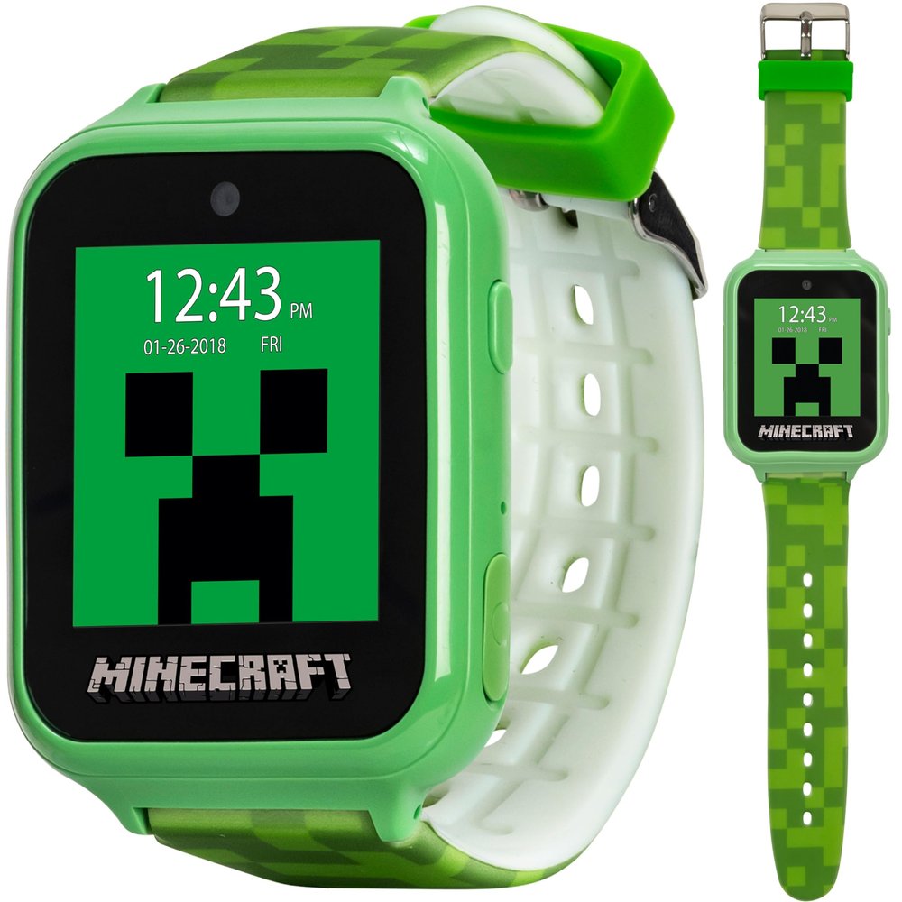 Minecraft Kids LED Smartwatch with 10 Creeper and Mob Watch Faces, Step Counter, Selfie Camera, Video Recorder, Voice Recorder, Timer, Fun Games, Calculator, and Wallpapers  Fits Wrists 5.5"-8.0"