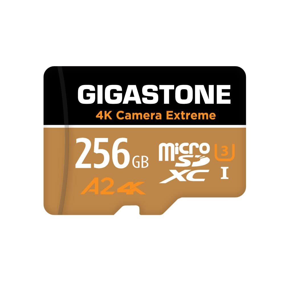 5-Years Data Recovery GIGASTONE 256GB Micro SD Card, 4K Camera Extreme, MicroSDXC Memory Card for Switch, GoPro, Action Camera, DJI, R/W up to 100/60MB/s, UHS-I U3 A2 V30 C10, with Adapter