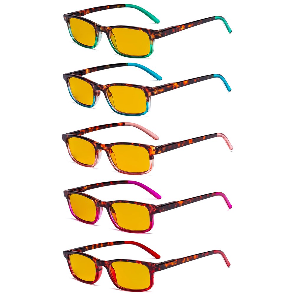 Eyekepper 5 Pack Reading Glasses Blue Light Blocking Computer Eyeglasses Amber Tinted Filter Lens +2.25