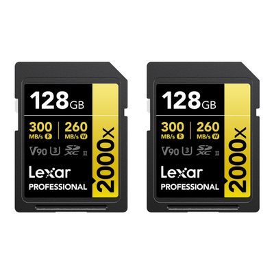 Lexar LSD2000128G-B2NNU Professional Sdxc Memory Card 2000x 128gb Class 10 V90 Uhs-ii U3 W/o Reader R300/w260mbs