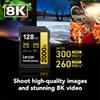 Lexar LSD2000128G-B2NNU Professional Sdxc Memory Card 2000x 128gb Class 10 V90 Uhs-ii U3 W/o Reader R300/w260mbs view 3