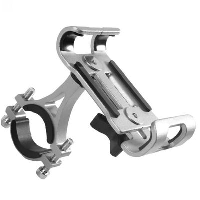 Ruluti Universal Aluminum Non-Skid Motorcycle Bicycle Bike Handlebar Mount Phone Holder Silver