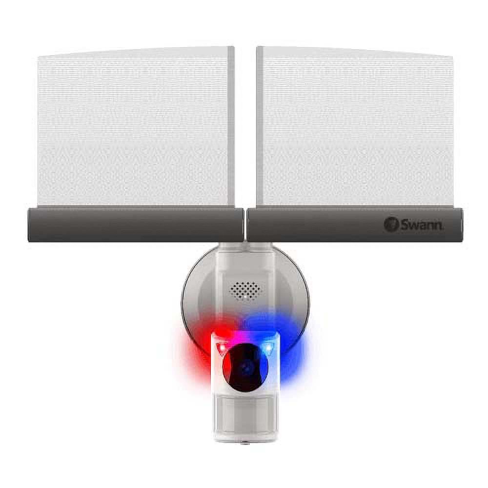 Swann Wi-Fi 1080p Waterproof Motion Activated Slimline FloodLight Camera with Night Vision, Heat Sensing, 2-Way Talk, Dimmable 2600 Lumens, Red & Blue Flashing Lights, Free Cloud & Local Recording