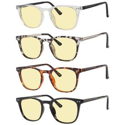 Eyekepper Multipack Yellow tinted Blue Light Blocking Reading Glasses for Women Men Readers Computer Eyeglasses +3.00