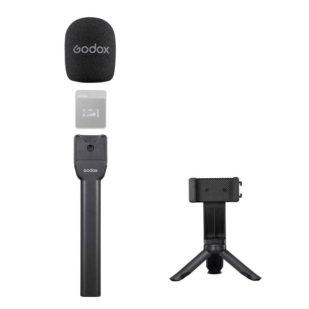 GODOX Handheld Adapter ML-H for MoveLink Wireless Microphone System, with Mini Tripod Phone Holder Set for Interviews,Hosting,Live Streaming