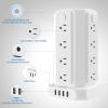 10FT Extension Cord Power Strip Tower, 16 Widely Spaced AC Outlets Surge Protector Flat Plug with 4 USB Port, Individual Switches, 1080 Joules, 1875W 15A Circuit Breaker for Home Office Desktop view 2