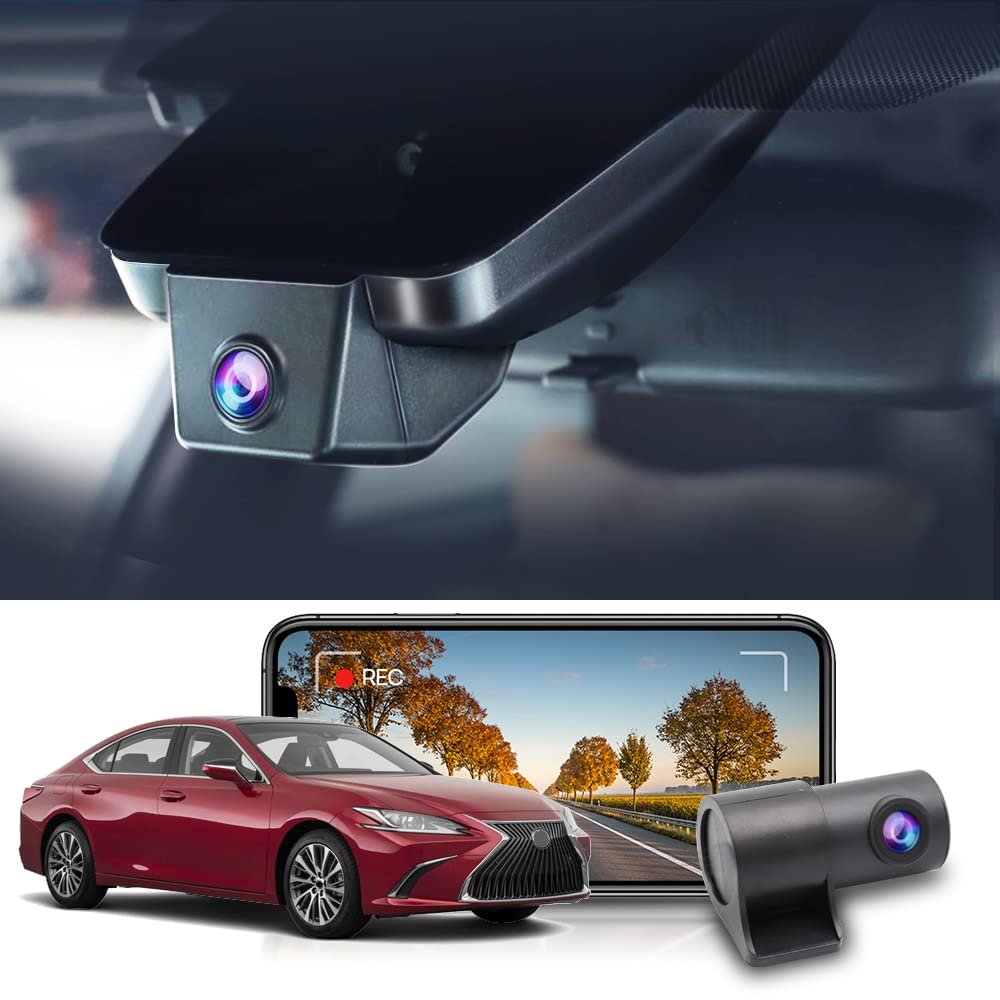 Fitcamx Front 2160P+Rear 1080P Dash Cam Adapts for Lexus ES 2019-2025 ES350 ES300h ES250 F Sport, OEM Style, Dual HD Video, Built-in WiFi & APP, Loop Recording, G-Sensor, Easy to Use, 128GB Card