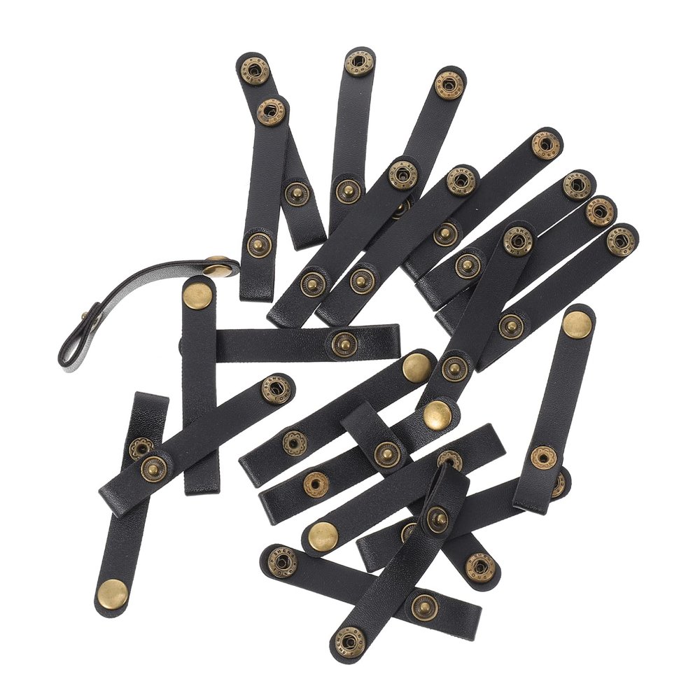 Hemobllo 24pcs Faux Leather Cable Organizers Data Cable Holders Leather Buckle for Tidy Desktop Storage Cord Management