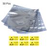 MECCANIXITY Anti Static Bags Shielding Bag 50pcs 8.7x10inch(22x25cm) Open Top with Labels for Hard Drive HDD SSD view 3
