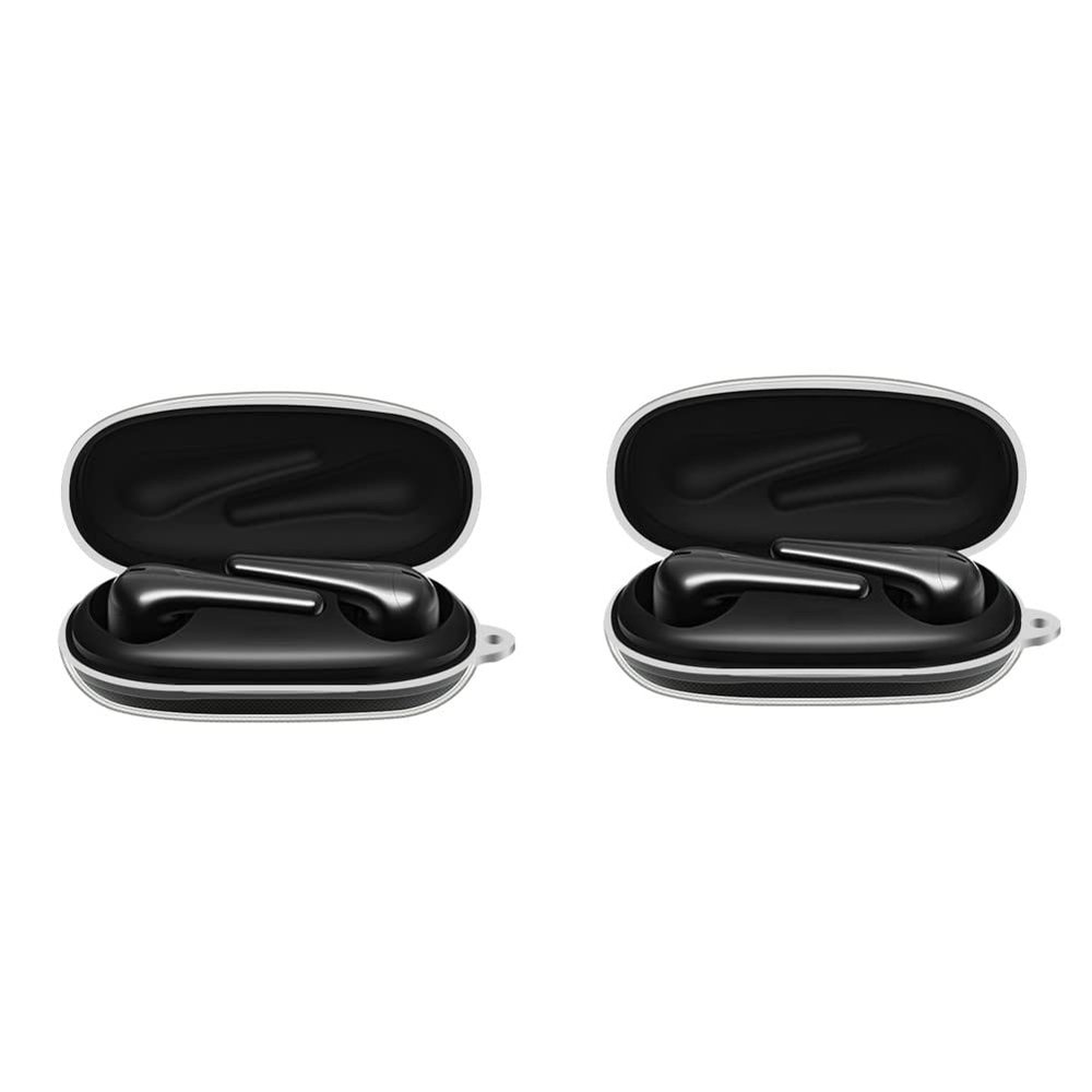 2 Pack DAYJOY Soft TPU Protective Clear Case Cover Compatible with 1More comfobuds 2 Earphone, Protective Skin Sleeve with Carabiner for 1More comfobuds 2(Transparent)