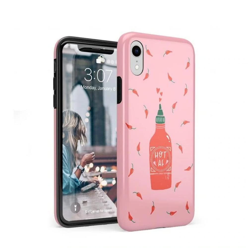 Casely iPhone XR Case | Spicy AF | Pink Chili Hot Sauce | Classic Ultra Slim Design