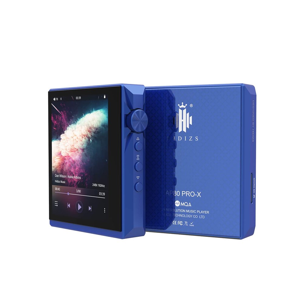 HIDIZS AP80 Pro-X MP3 Player with Bluetooth, Digital Audio Player, Dual ESS9219C Dac Chips, 0.0015% THD+N, DSD256 Native Decoding, MQA LDAC, FLAC, Blue