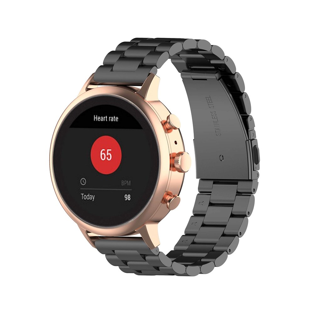 FitTurn Replacement Quick Release Classic Stainless Steel Metal WatchBand Strap Band Women Men Girl Bands Compatible with Letsfit EW1 / IW1 / IW2 Smartwatch (Not for ID205L ID205S) (Black)