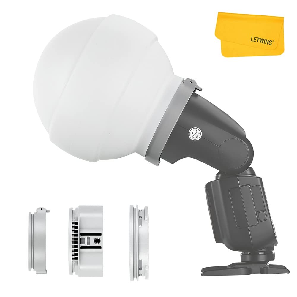 Godox ML-CD15 Diffusion Dome for Godox V1 V1Pro V100 V860III V860II TT685II TT600 TT520II AD100Pro AD200ProII AD300Pro AD300ProII AD400Pro ML30Bi ML60Bi, Silicone Flash Diffuser with 3 Adapter