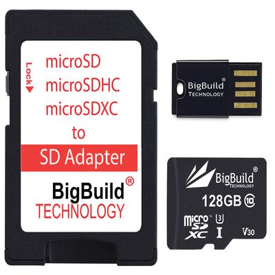 BigBuild Technology 128GB Ultra Fast 100MB/s U3 microSDXC Memory Card For GoPro Hero9 Action Camera