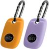 Geiomoo Silicone Case for Tile Pro 2022 Tracker, Soft Flexible Scratch Resistant Cover with Carabiner (2 Pack Orange+Lilac) view 1