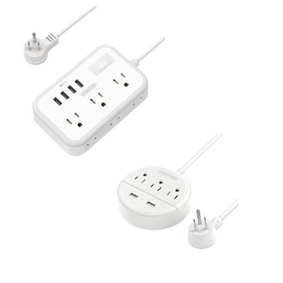 Flat Plug Power Strip with USB Ports Bundle, NTONPOWER Nightstand Desktop Charging Station with 5ft Short Extension Cord, Wall Mount, Small Size for Dorm Room Nightstand Office, Travel, White