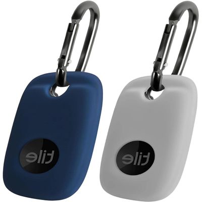 Geiomoo Silicone Case for Tile Pro 2022 Tracker, Soft Flexible Scratch Resistant Cover with Carabiner (2 Pack Navy Blue+Oatmeal)