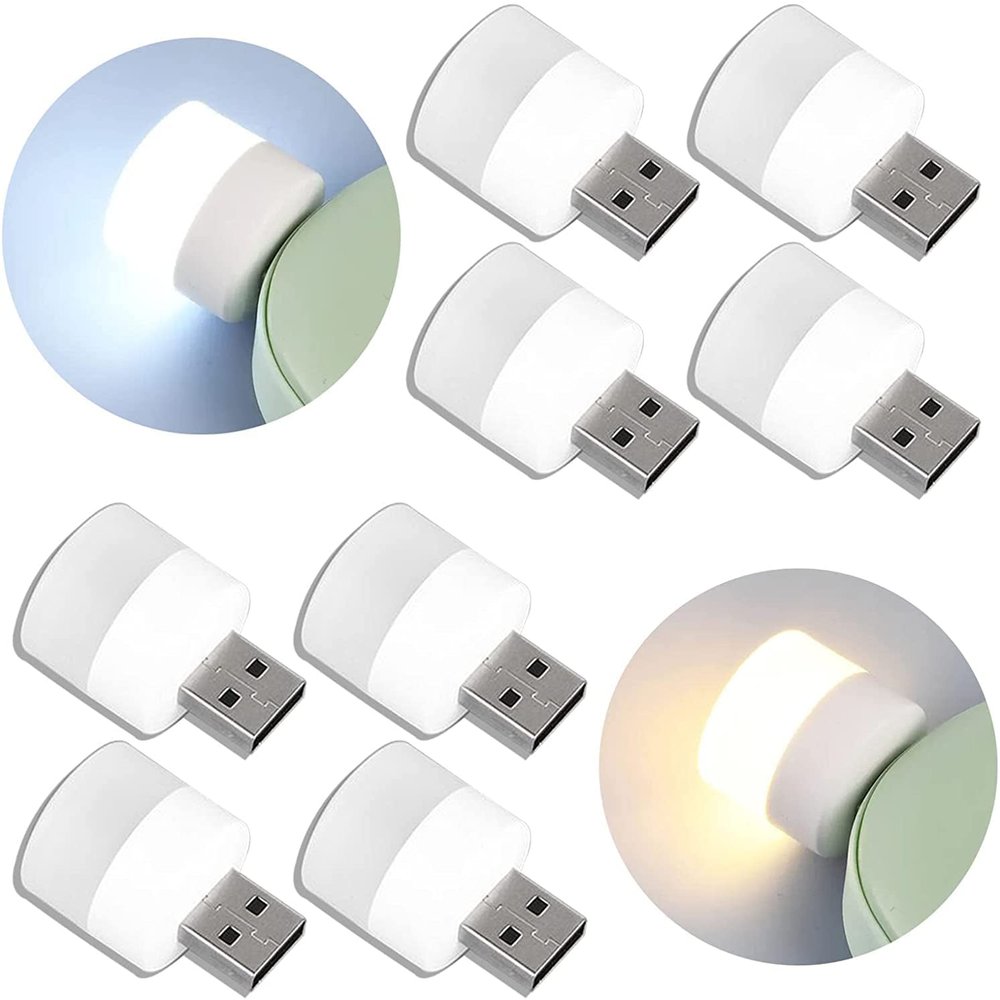 Linwnil USB Plug Lamp - Computer & Mobile Power Charging Light - Small Book & Reading Light (4 LED, 4 Warm)