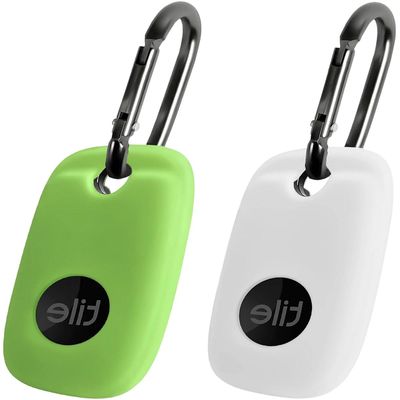 Geiomoo Silicone Case for Tile Pro 2022 Tracker, Soft Flexible Scratch Resistant Cover with Carabiner (2 Pack White+Fluorescent Green)