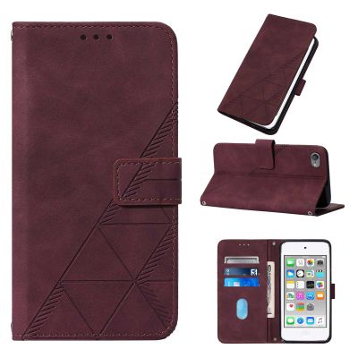 LEMAXELERS Wallet Case for iPod Touch 5, iPod Touch 7 Case with Magnetic PU Leather Flip Case with Card Holders Kickstand Case Shockproof Protection Case for iPod Touch 5 / Touch 6 Wine Red YB2