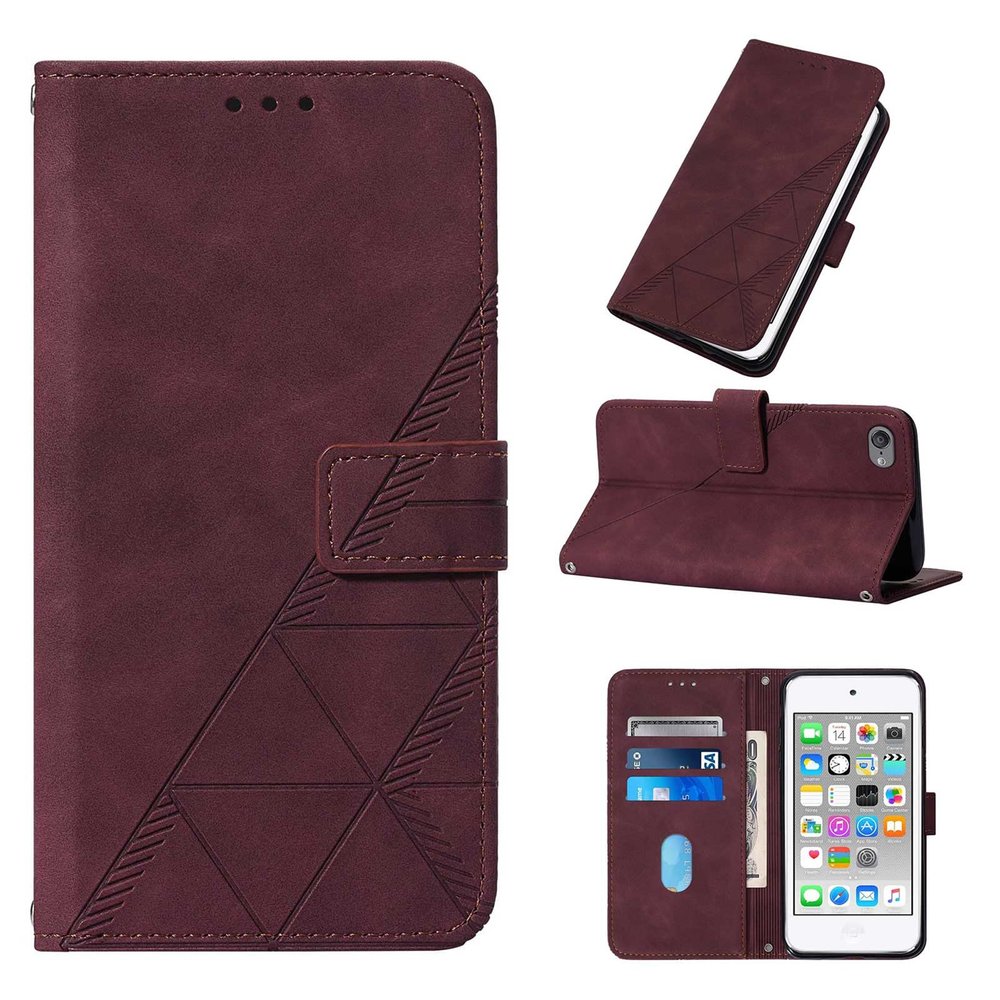 LEMAXELERS Wallet Case for iPod Touch 5, iPod Touch 7 Case with Magnetic PU Leather Flip Case with Card Holders Kickstand Case Shockproof Protection Case for iPod Touch 5 / Touch 6 Wine Red YB2