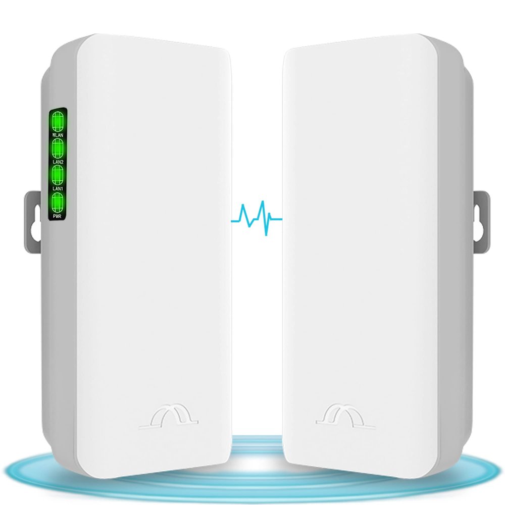 Point to Point Wireless Bridge Outdoor,5.8G WiFi Access Extender CPE Outdoor WiFi Long Range Internet Repeater Supports Video Surveillance Transmission up 1.2 Miles with 12DBi Gain Antenna 2 Pack