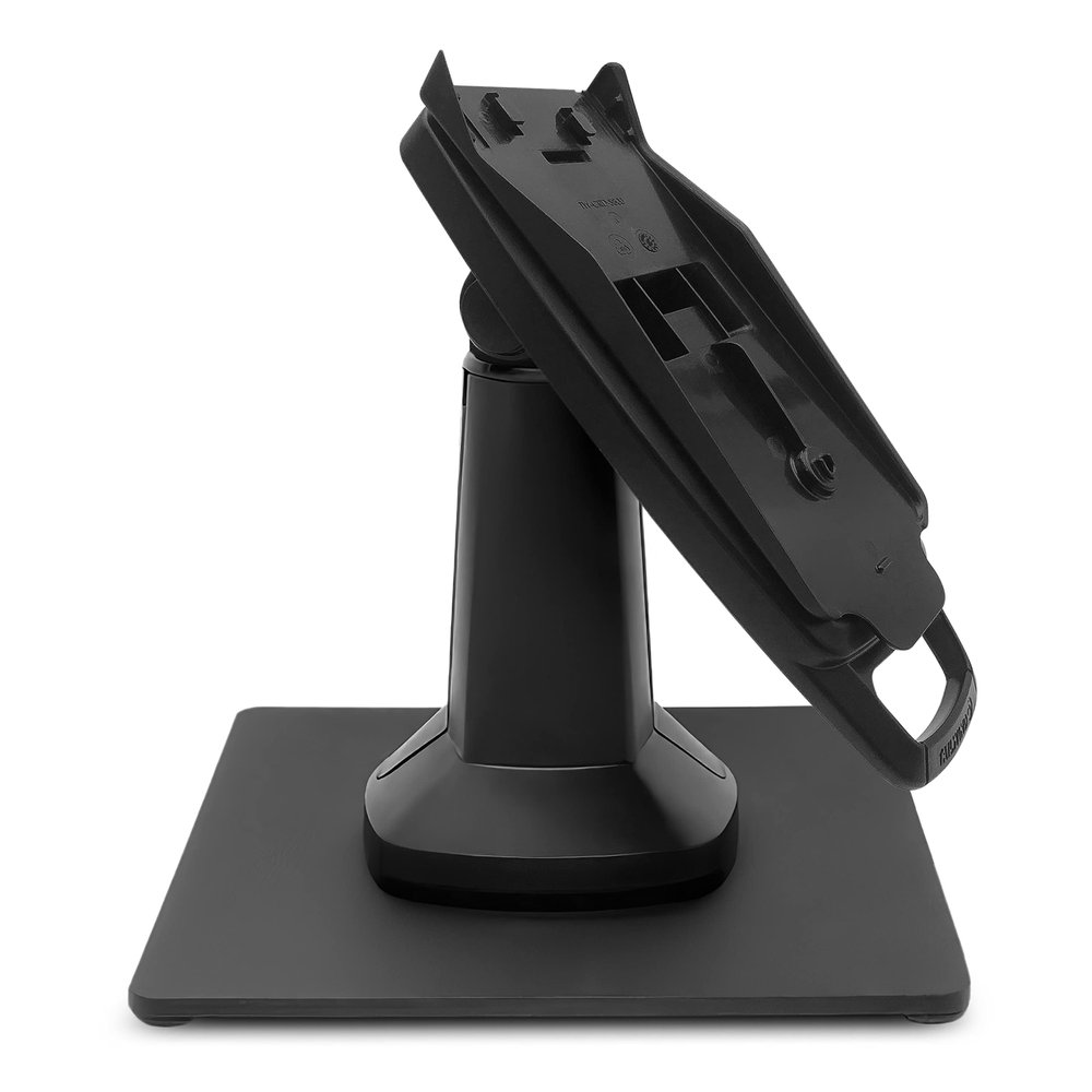 ENS Tailwind Pax S800 7" Latch and Lock Flexipole Plus Pole Mount Terminal Stand with Square Freestanding Mobility Base Plate, Black