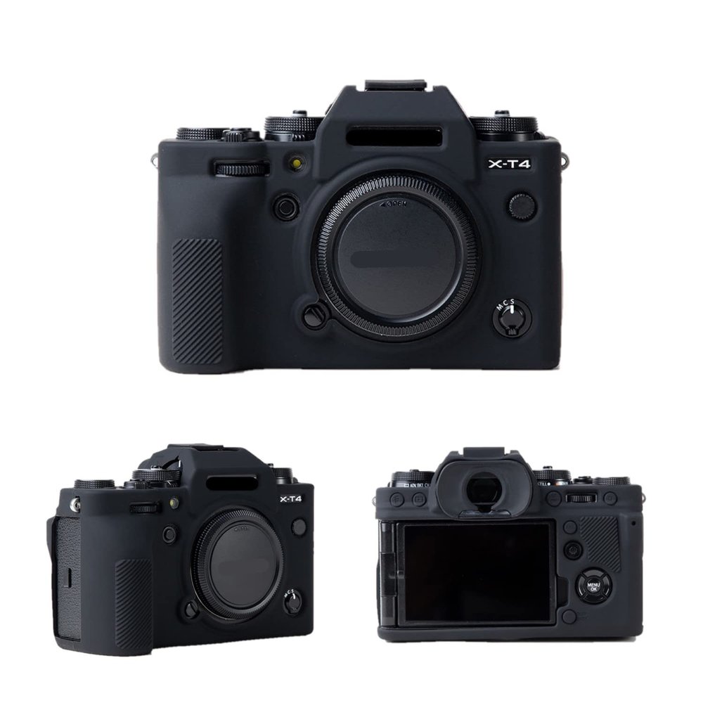 Soft Silicone Black Camera Case Armor Skin Body Cover Protector for Fujifilm X-T4 XT4 Mirrorless Camera, Black, Skin body cover case