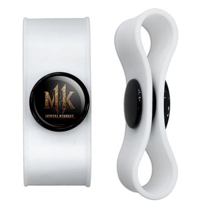 GRAPHICS & MORE Mortal Kombat 11 Lava Logo Headphone Earbud Cord Wrap - Charging Cable Manager - Wire Organizer Set of 2 - White