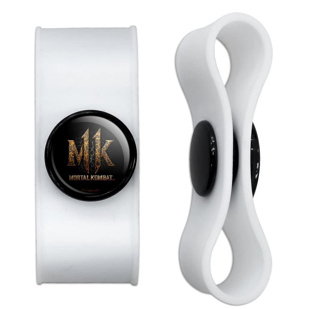 GRAPHICS & MORE Mortal Kombat 11 Lava Logo Headphone Earbud Cord Wrap - Charging Cable Manager - Wire Organizer Set of 2 - White