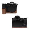 Protective Coffee PU Leather Camera Case Half Body Cover Base Case with Bottom Opening Version for Panasonic Lumix S5 Camera, Coffee, Half Body Base Case view 2
