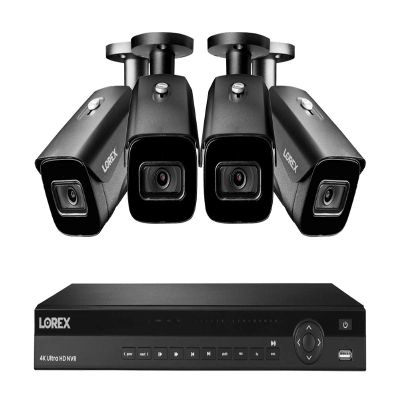 Lorex Nocturnal 3 4K 16-Channel 4TB Wired NVR System with Smart IP Bullet Cameras, 30FPS Recording and Listen-in Audio - (4 Cam/Black)