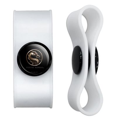 GRAPHICS & MORE Mortal Kombat Logo Headphone Earbud Cord Wrap - Charging Cable Manager - Wire Organizer Set of 2 - White