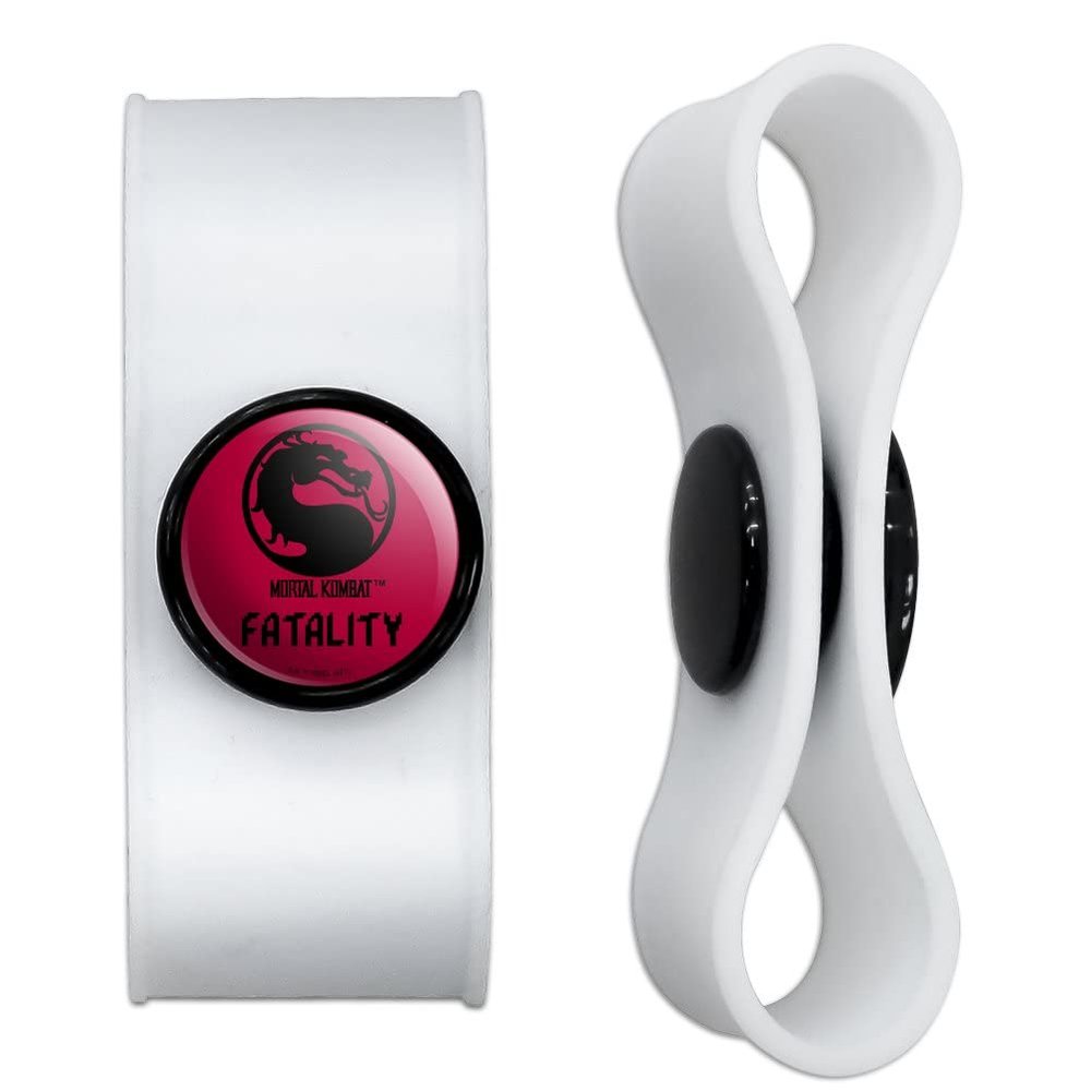 GRAPHICS & MORE Mortal Kombat Fatality Logo Headphone Earbud Cord Wrap - Charging Cable Manager - Wire Organizer Set of 2 - White