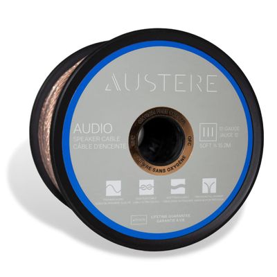 AUSTERE III Series Speaker Cable 50ft Oxygen Free Copper, Soft-Touch High Flex Cable & Precision Pull Marker  12-Gauge