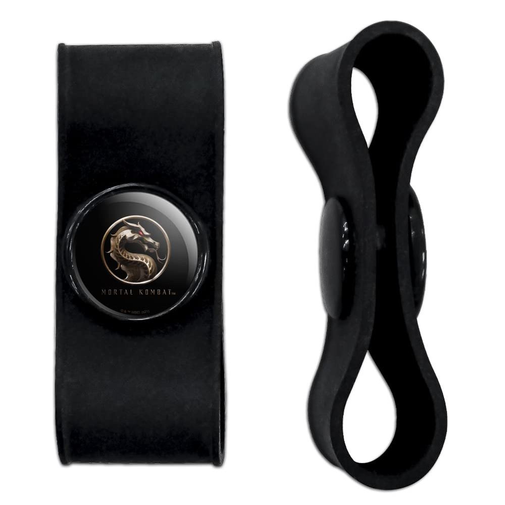 GRAPHICS & MORE Mortal Kombat Logo Headphone Earbud Cord Wrap - Charging Cable Manager - Wire Organizer Set of 2 - Black