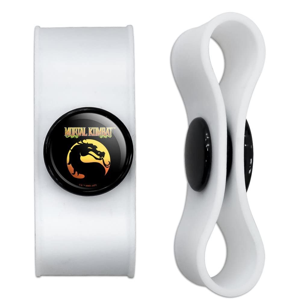 GRAPHICS & MORE Mortal Kombat Klassic Logo Headphone Earbud Cord Wrap - Charging Cable Manager - Wire Organizer Set of 2 - White