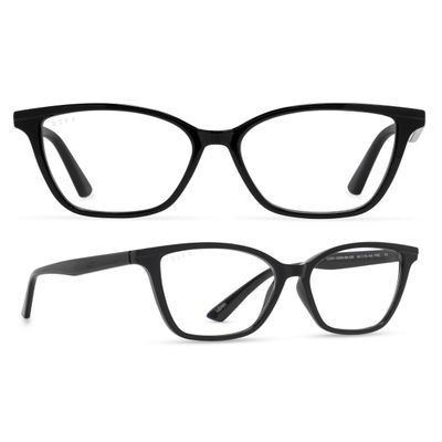 DIFF Leah Reading Glasses for Women | Lightweight Oversized Readers | 1.0 Magnification Blue Light Blocking Lens | Black