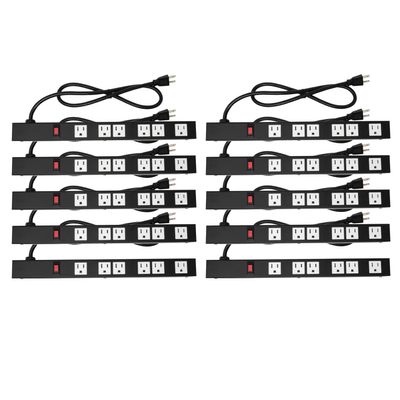 Opentron 10-Pack OT16063 Heavy Duty Metal Surge Protector Power Strip with Mounting Parts 6 White Outlets 3 Feet Power Cord