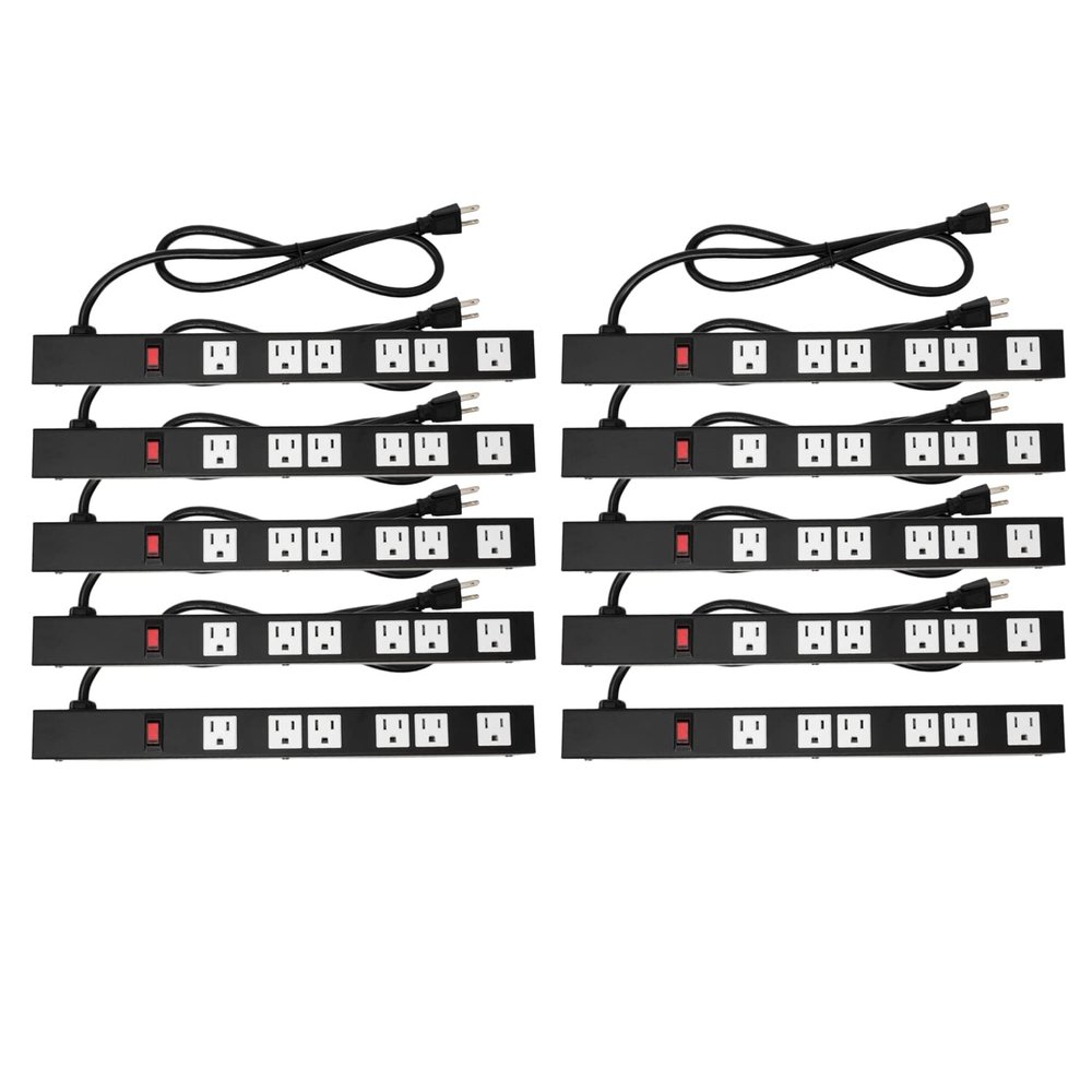 Opentron 10-Pack OT16063 Heavy Duty Metal Surge Protector Power Strip with Mounting Parts 6 White Outlets 3 Feet Power Cord