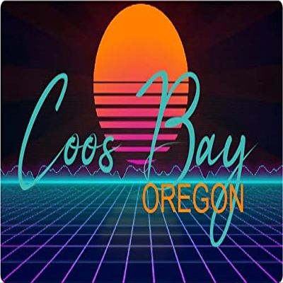 Coos Bay Oregon 2 X 1.25-Inch Vinyl Decal Stiker Retro Neon Design