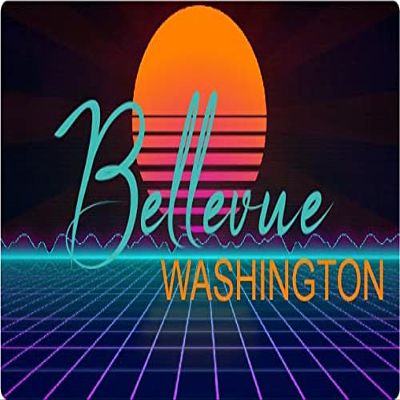 Bellevue Washington 2 X 1.25-Inch Vinyl Decal Stiker Retro Neon Design