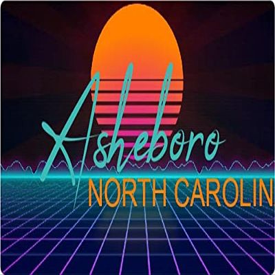 Asheboro North Carolina 2 X 1.25-Inch Vinyl Decal Stiker Retro Neon Design