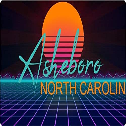 Asheboro North Carolina 2 X 1.25-Inch Vinyl Decal Stiker Retro Neon Design